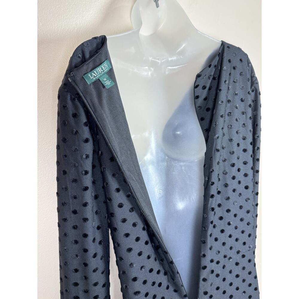 NWT Ralph Lauren Womens Formal Midi Dress Black Swiss Dot Polka Dot 14 Party - Picture 9 of 14